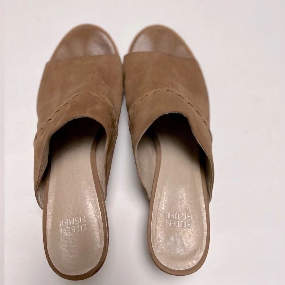 Eileen Fisher Vero Cuoio Leather Block heel Brown Size 9